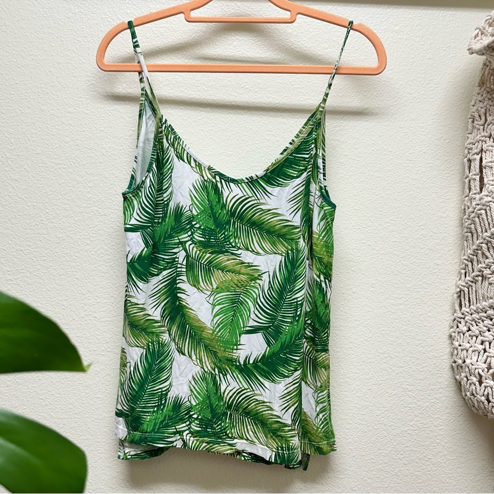 Ava Sky Tropical Green Leaf Camisole